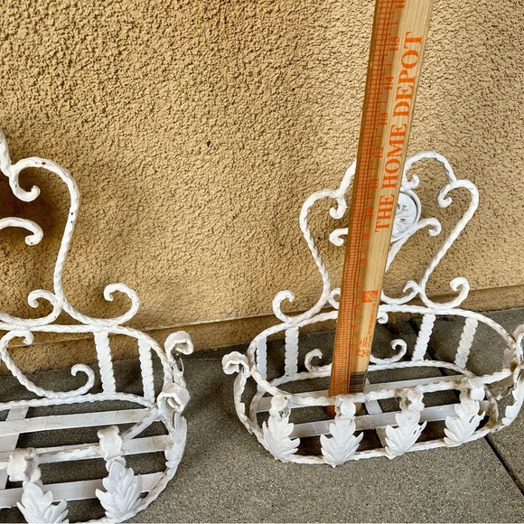Vintage Hanging Iron Wall Planters - Picture 3 of 8